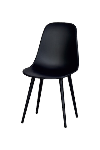 Vilinze Eames Siyah Ahşap Ayak Plastik Siyah Sandalye