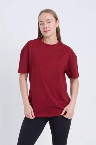 Velvoria Unısex Oversize Basic Bordo T-shirt