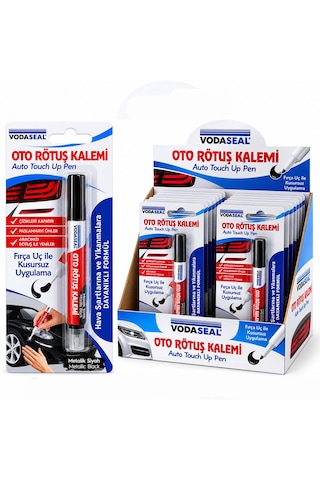 12 Adet Metalik Siyah Oto Rötuş Kalem Fırça Uç 5ml
