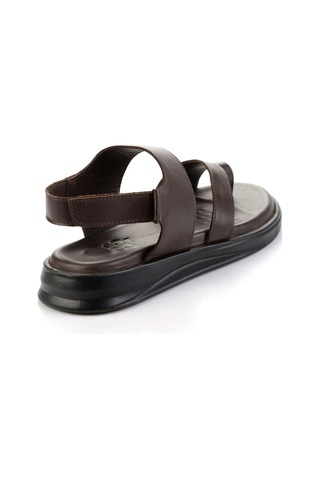 Kahve Hakiki Deri Erkek Sandalet E05433401043 Kahve