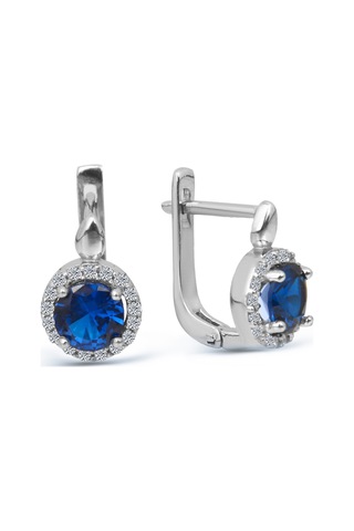 Kuyumcudukkani"yuvarlak Safir Renktaşlı"küpe Ve Kolye Seti- 24126-w-blu Beyaz