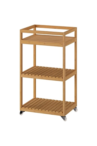 Bambu Servis Arabası 42x33x76 Cm Meridyendukkan Banyo Düzenleyici-raf Ünitesi Tekerlekli