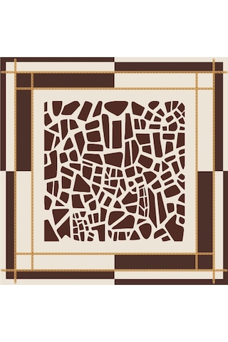Tarzını Seç Kahverengi Mozaik Zincir Fular / Bandana / Aksesuar / Şal / Eşarp 70x70