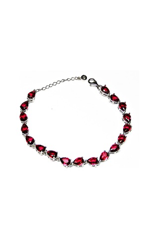 Lilahgümüştr Gümüş Su Yolu Kırmızı Damla Taşlı Kadın Bileklik