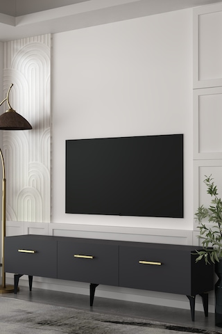Cavello Tv Sehpası Ünitesi Antrasit Altın Antrasit - Altın