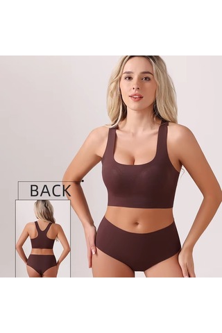 Ece's Design Dikişsiz Sütyen Ve Kısa Balenli, Vücut Şekillendirici, Spor, Gündelik Iç Çamaşırı Takımı W2003 Acı Kahverengi