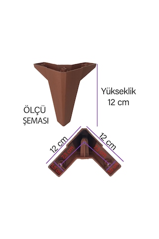 8 Adet Serdivan 12 Cm Ceviz Ahşap Desenli Lüx Mobilya Kanepe Sehpa Ünite Koltuk Ayağı Baza Ayak