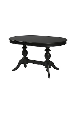 Montclair Çift Baba Ayaklı Masif Ahşap Oval Yemek Masası 90x140 Siyah