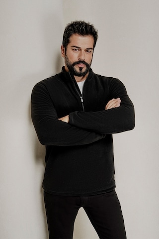 AC&Co / Altınyıldız Classics 4A5221100016SYHM Anti-Pilling Tüylenme Yapmayan Bato Yaka Erkek Polar Sweatshirt Siyah