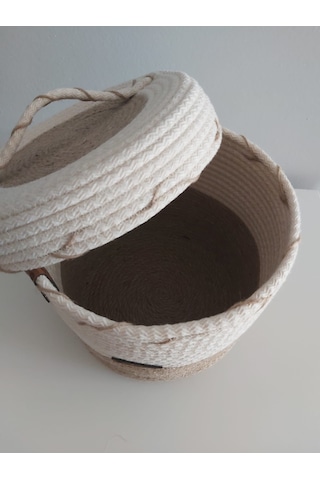 Kapaklı Hasır sepet - 21x19 cm