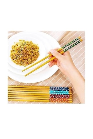 Chopstick Japon Çin Yemek Çubuğu 10 Çift Yıkanabilir Bambu Çok Renkli