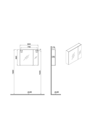VitrA Mia 67704 Asimetrik Dolaplı Ayna Parlak Beyaz 80 CM Parlak Beyaz