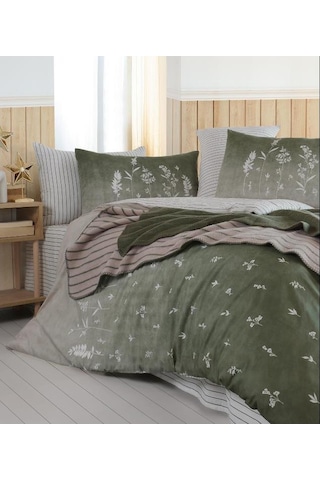İyi Geceler İstanbul Vioricas Çift Kişilik Battaniyeli Yeşil Nevresim Takımı Yeşil