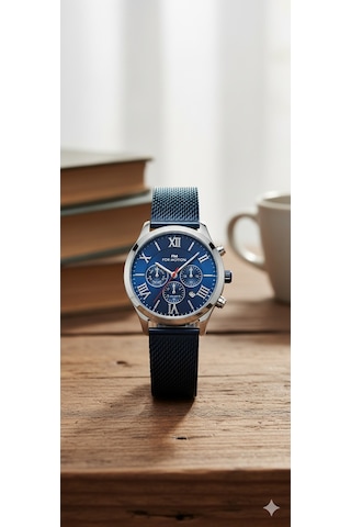 For Motion Erkek Kol Saati Gümüş Renk, Mavi Kadran - B01212a.m, 2 Yıl Garantili Gümüş