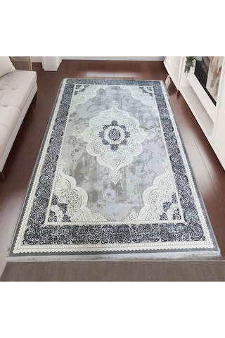Mihra Halı % 100 Akrilik Sık Dokuma Lacivert Salon, Oturma Odası Halısı