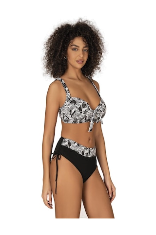 Endeep Kadın Büyük Beden Balenli Destekli Siyah Beyaz Desenli Bikini Takımı-siyah-desenli Siyah