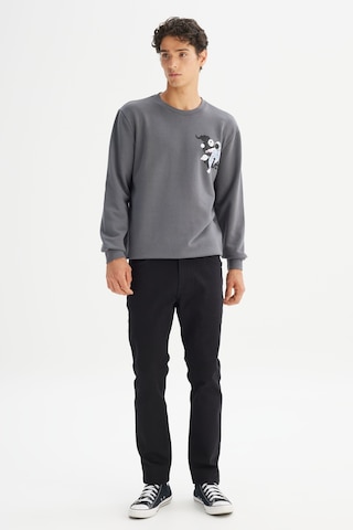 Lee Regular Fit Normal Kesim Bisiklet Yaka Baskılı Antrasit Sweatshirt Gri