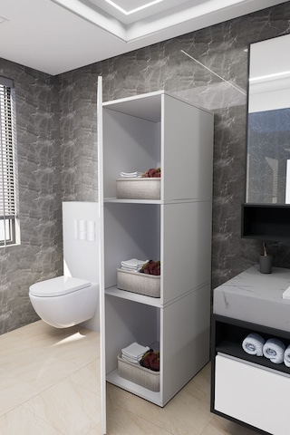 Lavina Banyo Kirli Sepetli Çamaşır Dolabı Beyaz Beyaz