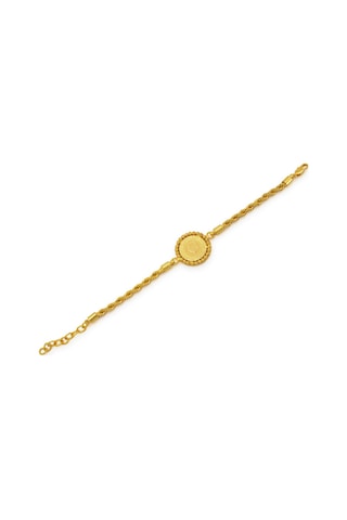 Altın Kaplama Çeyrekli Dorika Çerçeve Burgu Zincirli Bileklik Blk-1173 Altın