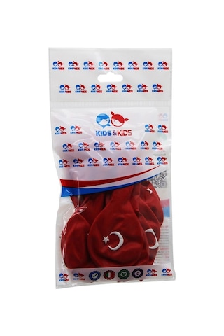 Balon Kırmızı Ay Yıldız Baskılı Milli Bayram Süsleme Türk Bayrağı Desenli Balon 10'lu Paket 465322