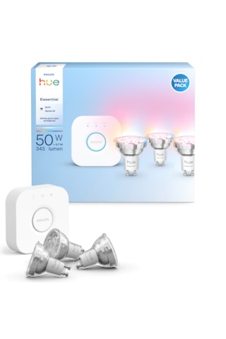 Philips Hue Essential 3'lü Gu10 Spot Başlangıç Seti 345 Lumen Çok Renkli - Beyaz