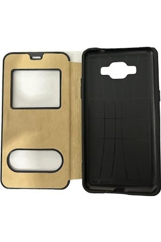 Jopus Galaxy Grand Prime İle Uyumlu Premium Kapaklı Kılıf Gold Gold