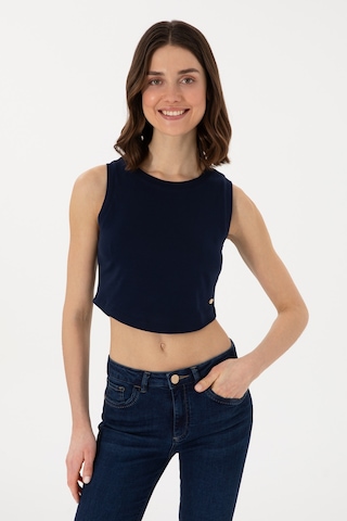 U.S. Polo Assn. Kadın Lacivert Kolsuz Bisiklet Yaka Crop Basic Tişört 50305695-VR033