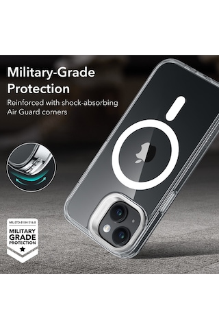 Esr Apple Uyumlu iPhone 15 Halolock Mag Safe Classic Hybrid Silikon Kılıf Şeffaf Şeffaf