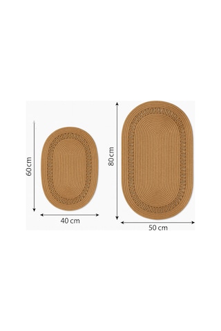 Mavaux Terra 4 Lü Banyo Seti 2 Li Oval Paspas & 2 Li Oval Sepet, Doğal Halat Dokuma, El Yapımı - Premium Hasır