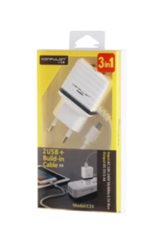 Mey İthalat C33 Hızlı Şarj Cihazı 3in1 Dahili Micro Usb Kablolu