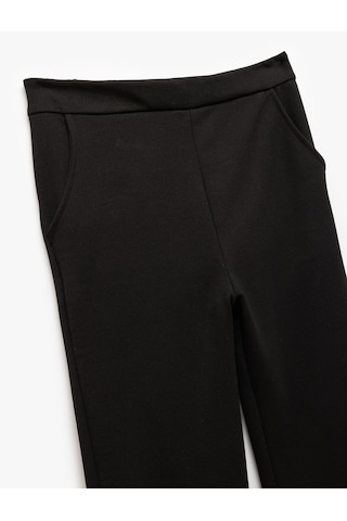 Koton Beli Lastikli Cepli Düz Normal Paça Pantolon Siyah 6wkg40007ak Siyah