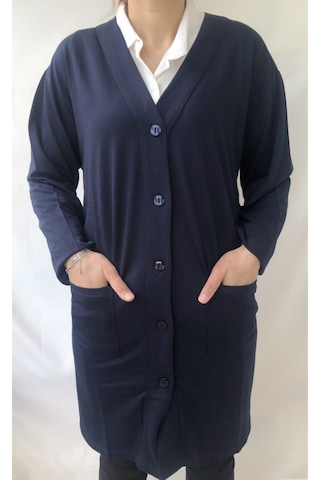 M.k.m Büyük Beden Uzun Düğmeli Hırka Lacivert