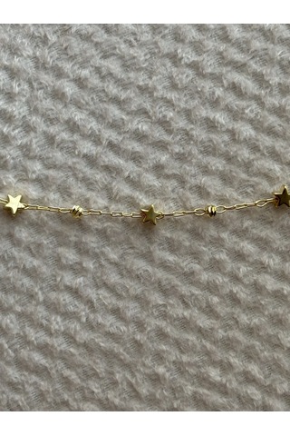 Yıldız Ve Dorikalı Gold Halhal Çok Renkli