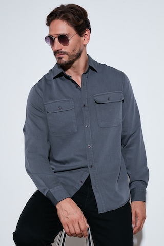 Buratti Pamuklu Çift Cepli Regular Fit Erkek Gömlek Cf25W128858 Antrasit