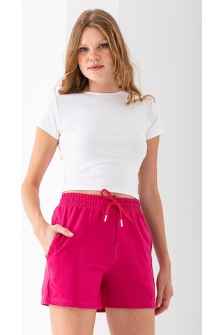 Giysa Kadın Beli Ayarlanabilir Çift Cepli Basic Şort Pembe - 10038