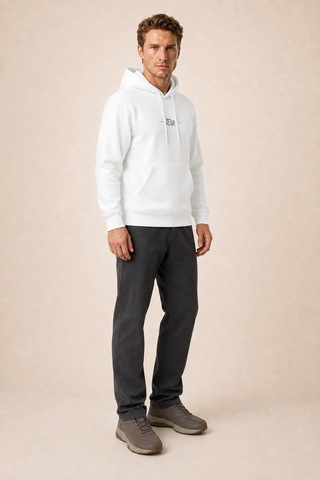 Redline Thenk Yeni Sezon Erkek Regular Fit Kapüşonlu Sweatshirt Beyaz