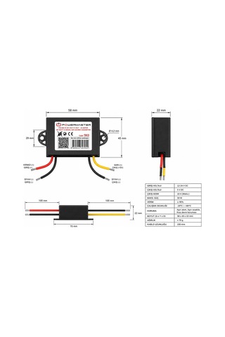Xtechnx Xtechn445037 Powermaster Pm-9113 12-24v Giriş 5v 10a 50w Dc-dc Voltaj Düşürücü Çevirici Konvertör Kod:9113