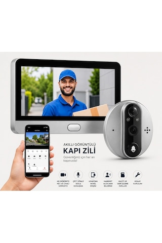 Cmr101 Akıllı Kapı Zili İle Güvende Kalın Akıllı Kamera İle 7/24 Koruma Tek Dokunuşta Güvenlik