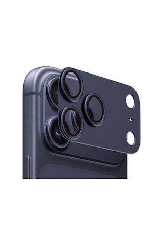 Apple Uyumlu   iPhone 17 Pro Mavi Alüminyum Tam Kaplama Koruma Lens Koruyucu 9h Ultra Hd