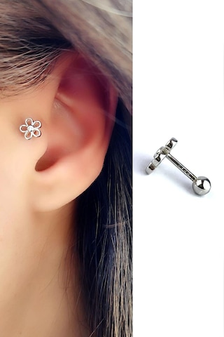 Zirkon Taş Detaylı 925 Ayar Gümüş Tragus Kıkırdak Piercing 39558926
