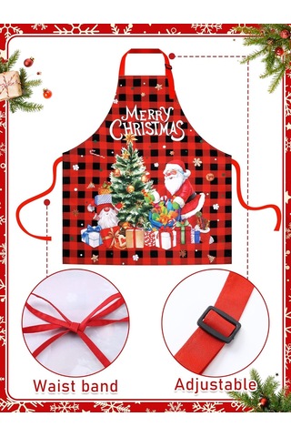 4 Adet Su Geçirmez Çiçek Önlük Seti Ayarlanabilir Çiçek Mutfak Önlüğü Kırmızı Siyah, Noel Cüceleri Diğer