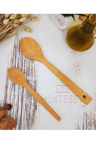 Ahşap Tahta Mutfak Kaşık Seti 2 Parça Kayın Şimşir Ağacı 2-4