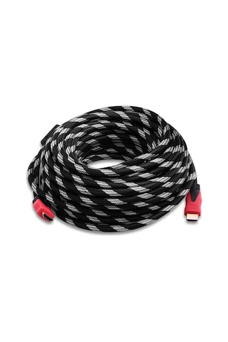 QPORT 15 Metre HDMI Kablo Altın Uç Örgülü 4K 3D  HDMI Kablo Q-HDMI15