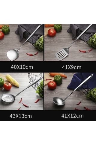 Sones 304 Paslanmaz Çelik Mutfak Ekipmanları Kalınlaştırılmış İçi Boş Saplı Pişirme Aleti, Stil: Spatula