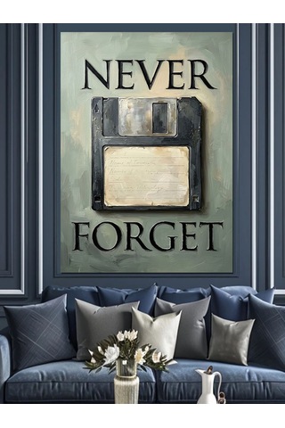 Never Forget Disket Ve Hafıza Dekoratif Kanvas - Mdf Ahşap Tablo