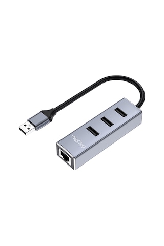 Veggieg Usb 2.0 To 100mbps Ethernet Çevirici Ve 3 Portlu Usb Hub Çoklayıcı