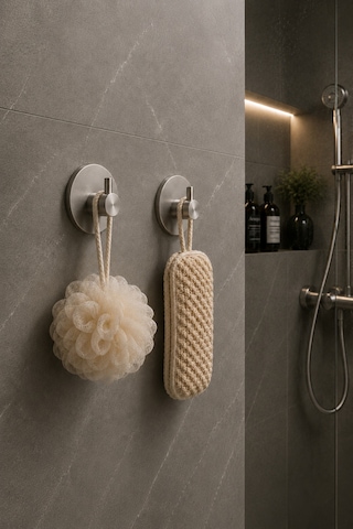 2li Set Oval Tekli Modern Banyo Askılık 45 Mm Paslanmaz Çelik Delmeden Yapışkan Montaj Inox