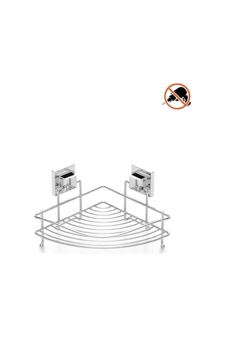 Tekno Tel Ef-250 Krom Tek Katlı Köşelik Banyo Rafı Yapışkanlı/vidalı Deliksiz Organizer Krom