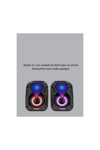 Astraltech Rgb Led Işıklı 2.1 Usb Oyun Hoparlörü Derin Bas Ve Net Ses