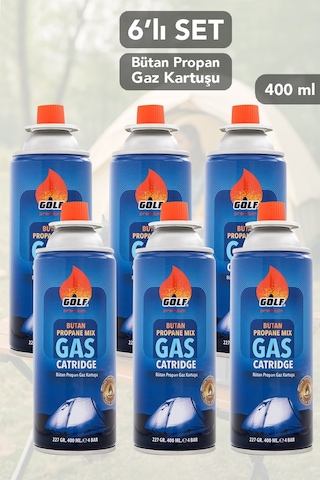 6 Adet Bütan Propan Gaz Kartuşu - Valfli Kartuş Kamp Ocağı Gazı 227 Gr Beyaz